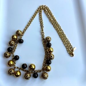 Authentic Kate Spade New York Gold and Brown Ball Statement Necklace - 32”
